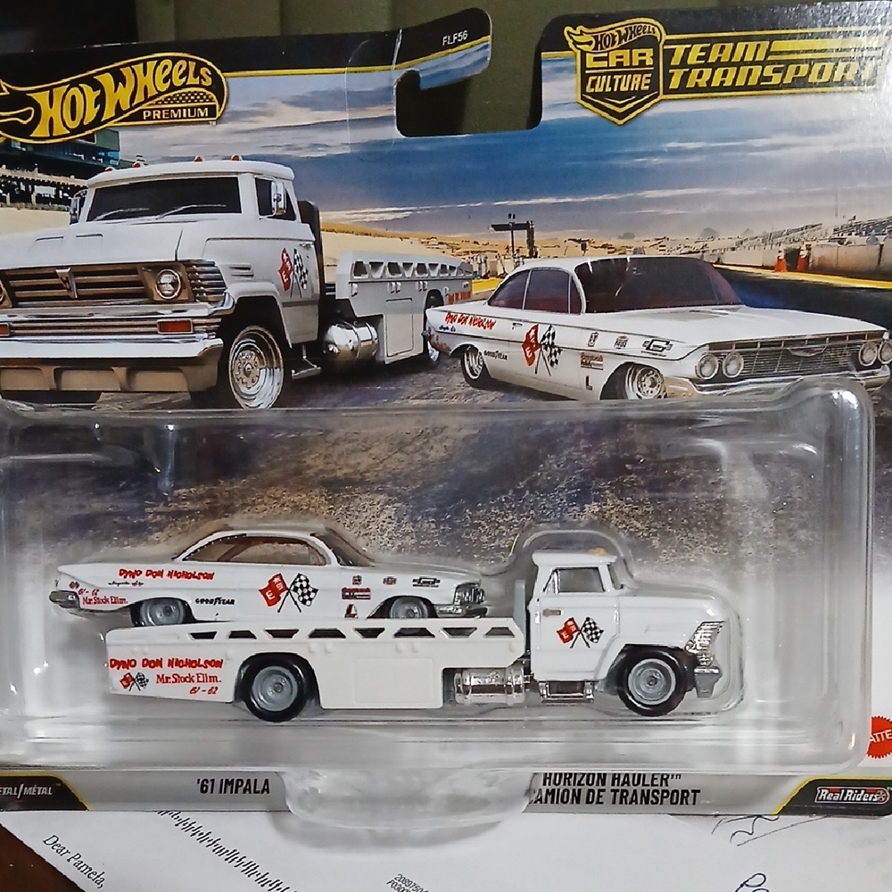 Hot Wheels PREMIUM .. DYNO DON  '61 Impala and Horizon Hauler TEAM TRANSPORT Set